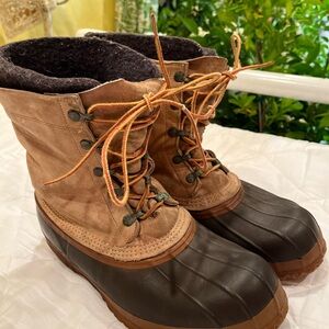 L.L. Bean Black Brown Hunting Shoes boots leather vintage 9 thick liner